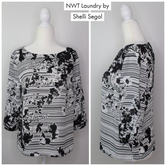 Laundry Boat Neck Half Sleeve Floral Top Size 4 S - Picture 1 of 8